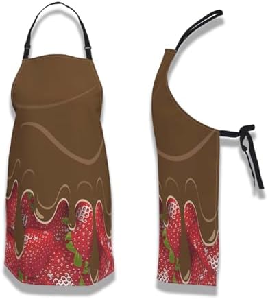 Kitchen Apron for Men Strawberry and Chocolate Pinafore Aprons for Women for - Image 6