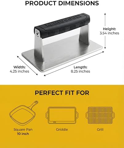 Smash Burger Press, Dishwasher Safe, 8 x 4.25 in, 2.5 lb - Image 2