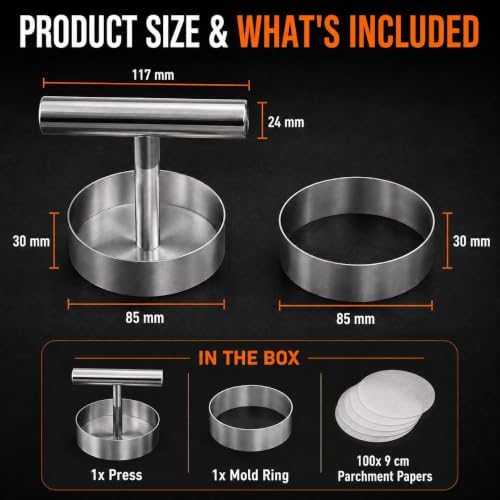 Manual Burger Patty Press, Stainless Steel Burger Patty Maker, Hamburger Press - Image 5
