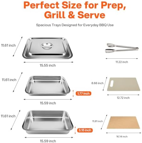 FOOGWEE 6-in-1 Grill Tray and Carry System, Stainless Steel Grill Carry System - Image 3