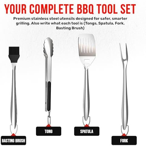 Grillbot 4 Piece Grill Utensils Set, Stainless Steel BBQ Grill Tools - Image 5