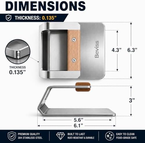 6.3" Smash Burger Press, 304 Stainless Steel Hamburger Press, 2.3 lbs - Image 6