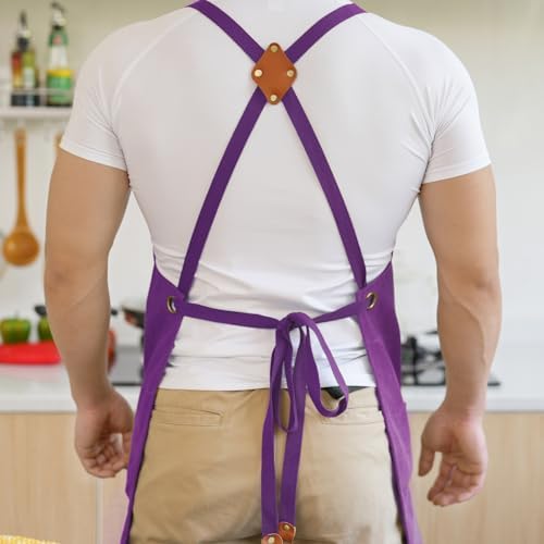 Aoomzoon Canvas Aprons for Men Women, Heavy Duty BBQ Apron - Image 4