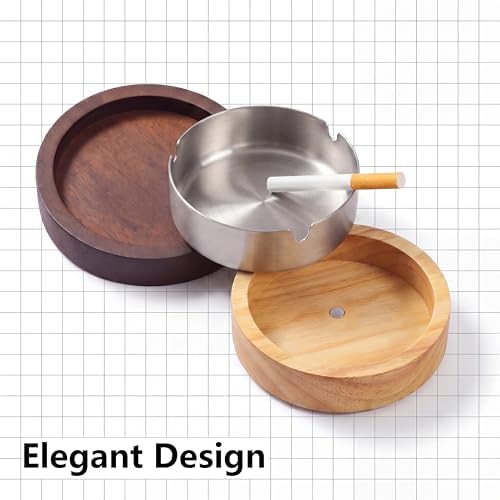 Ashtray with Lid, Wooden with Stainless Steel Insert - Image 5
