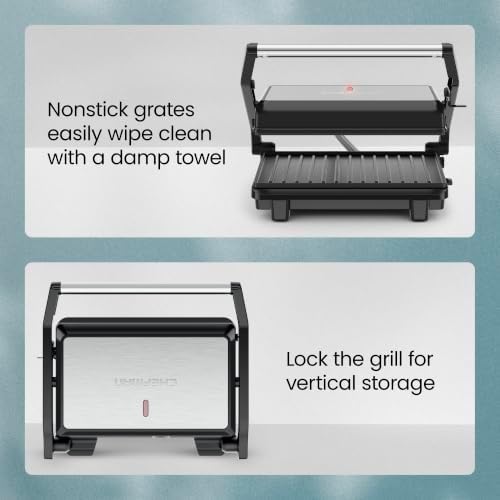 Chefman Panini Press, Indoor Grill and Gourmet Sandwich Maker, Nonstick Plates - Image 5