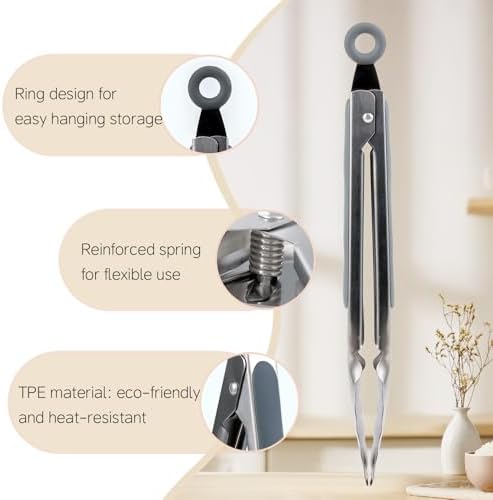Stainless Steel BBQ Grill Tongs Set of 3, 9/12/14 Inch Locking Tongs - Image 6