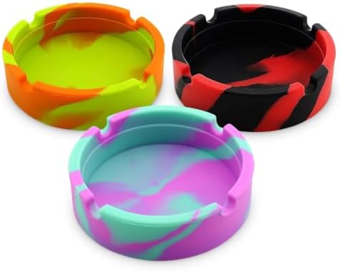 Silicone Ash Tray Outdoor, 3 Pack, 3.3x0.9 in by PIKTIME