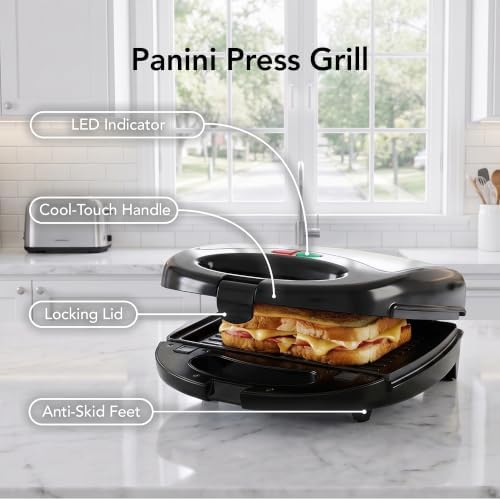 OVENTE 3 in 1 Electric Sandwich Maker, 750W Non-Stick Plates - Image 3