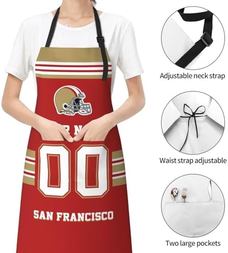 Personalized Football Style Aprons Add Name and Number Kitchen Aprons Work - Image 5