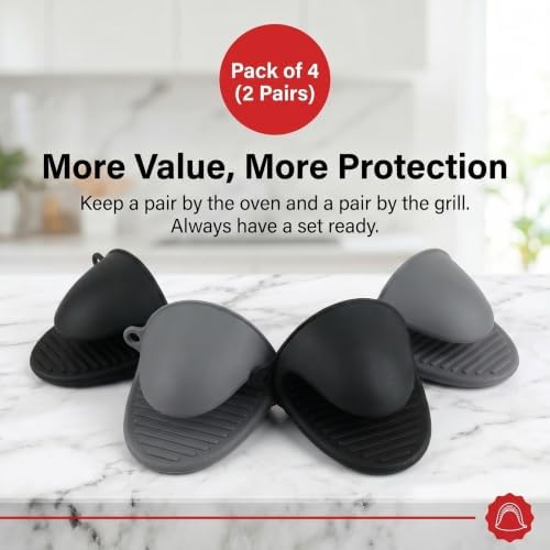 Silicone Kitchen Oven Mitts Set, Mini Finger Protector Cooking Pinch Grips Pot - Image 2
