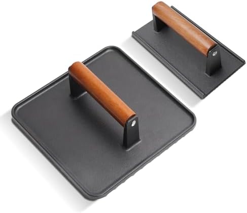 Cast Iron Square Burger Press&Rectangle Meat Press by SafBbcue