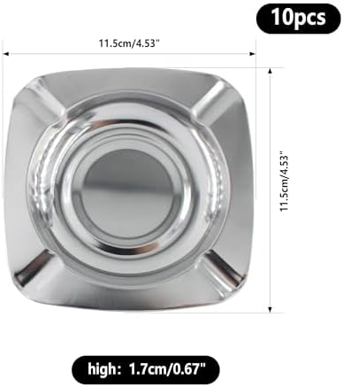 Lilaly 10-Pack Square Stainless Steel Ashtray Set - Image 2
