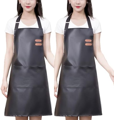 Waterproof Apron Large Pocket PU Material Waterproof Oil-proof Dust-proof Apron by NailArtTools