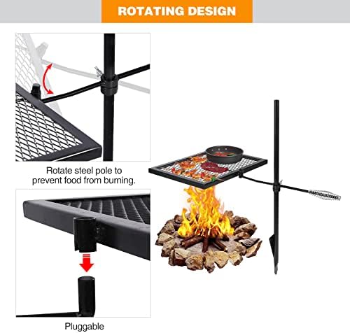 REDCAMP Swivel Campfire Grill Heavy Duty Steel Grate, Over Fire Camp Grill - Image 4