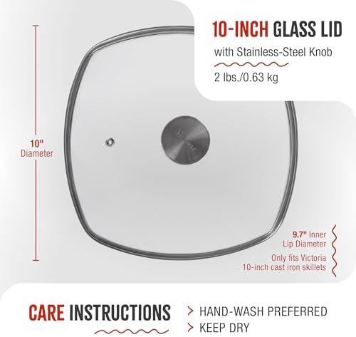 9.7-Inch Glass Lid for Victoria Square 10-Inch Square Skillet or Pan, Custom - Image 6