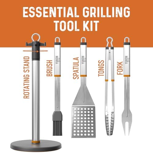 Yukon Glory BBQ Tool Set with Rotating Stand, Grill Station Organizer - Image 2