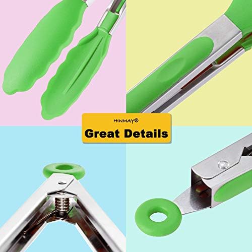 HINMAY Silicone Tongs 9" Stainless Steel Kitchen Tongs - Image 4