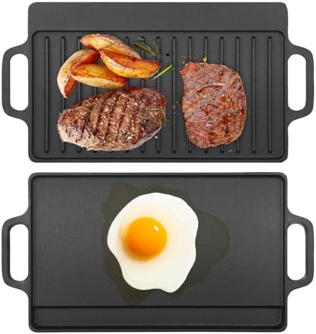Cast Iron Reversible Grill Griddle, Double Sided Grill and Griddle Pan by Unknown
