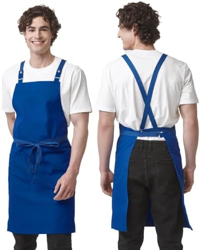 Cross Back Apron for Men Chef Pockets 4251JX by Guolamy
