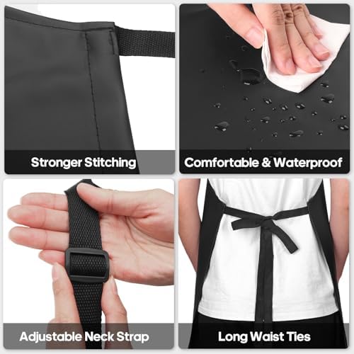 4 Pack Waterproof Rubber Apron, Adjustable Black Apron - Image 7
