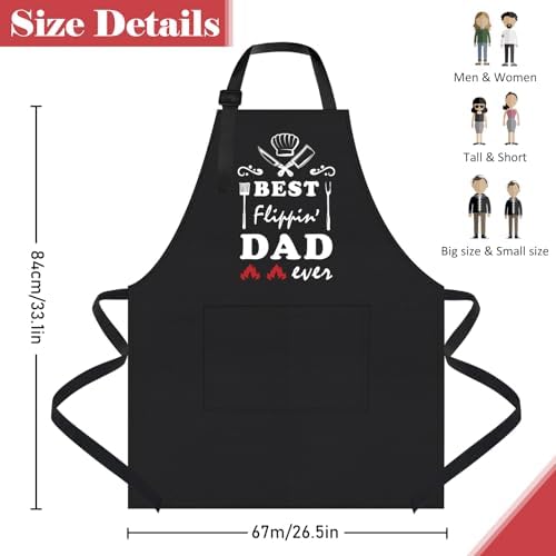 Fiodrimy Black Funny Aprons for Men, Grill Apron for Dad Husband Birthday - Image 4