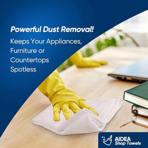 AIDEA White Microfiber Cleaning Cloth 100PK, Reusable Cleaning Rags 12"x12" - Image 3