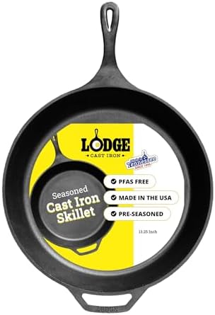 Lodge Pre-Seasoned Cast Iron Skillet, 13.25 Inches by Lodge