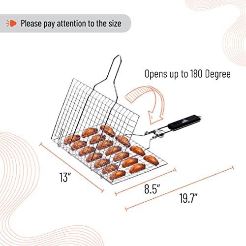 UNCO- Fish Grilling Basket, 2 Sets, Folding Portable Stainless Steel BBQ Grill - Image 3
