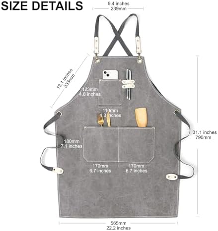 Hongsome Cotton Canvas Cross Back Apron - Image 6