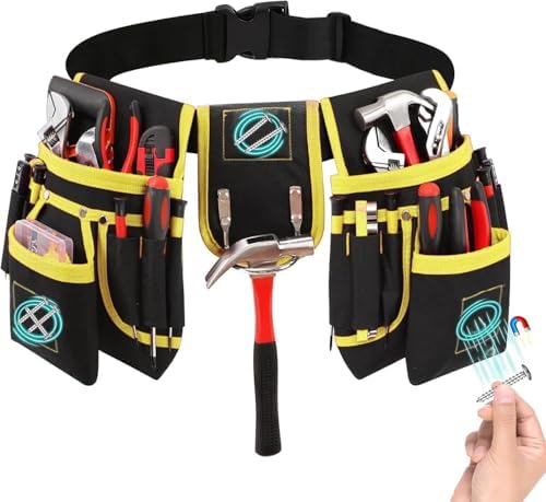 Tool Belt with 27 Pockets and 3 Magnetic Zones, Freely-Combinable Toolbelt by Oavostd