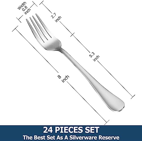 24 Piece Dinner Forks Set, Food-Grade Stainless Steel Silverware Forks - Image 2