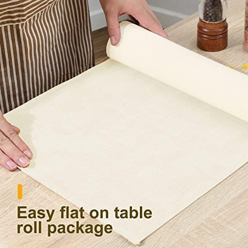 Waterproof Wipeable Table Runner, Thick Farmhouse Table Runner, Dresser Runner, Rustic Table Runner for Kitchen Dining Room, Bedroom, Living Room, Indoor and Outdoor (48'', White)