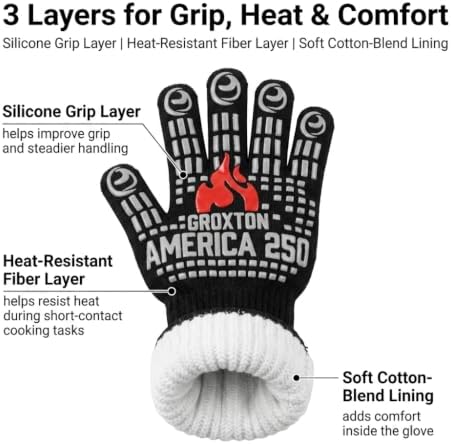 America 250 BBQ Grill Gloves, Heat Resistant, Extra Long 13.8 Inch, Silicone - Image 7
