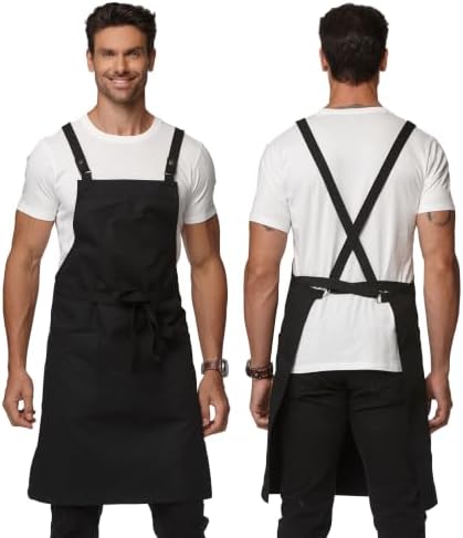 Cross Back Apron for Men Chef Pockets 4251JX by Guolamy