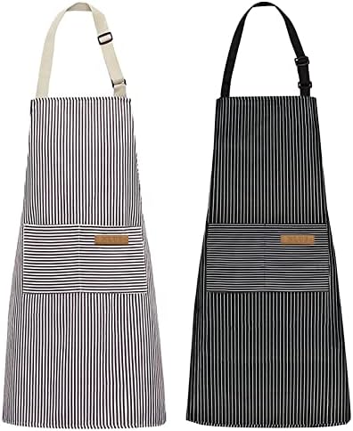 NLUS 2 Pack Kitchen Cooking Aprons, Adjustable Bib Soft Chef Apron by NLUS