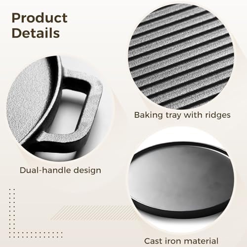 1 Pcs Cast Iron Griddle, 11.8 in Reversible Grill Griddle - Image 4