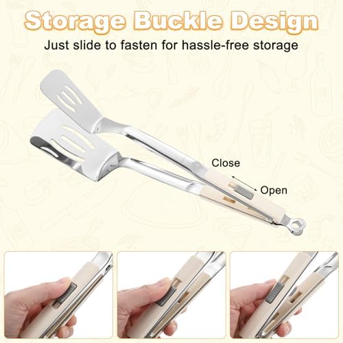 M METERXITY Spatula Tongs, 13.4 Inch 304 Stainless Steel Anti-Scald Extended - Image 5