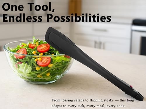 Professional Stainless Steel Kitchen Tongs, Dishwasher safe 12'' Black - Image 6