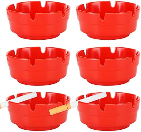 6Pcs Red Ashtray Sets for Cigarettes, Cute Plastic Tabletop Ash Trays, Home by BESUPERT