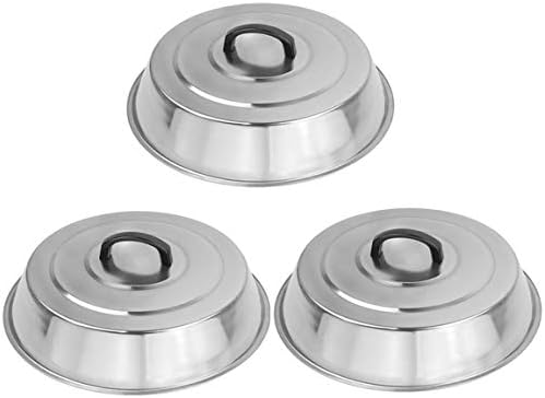 3 Sets BBQ Accessories 12 Inch Round Stainless Steel Basting Cover Wok Lids- by ZBXFCSH