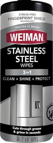 Weiman Stainless Steel Cleaner & Polisher, 30 Ct Wipes, Kitchen Appliance by Weiman