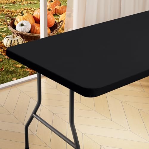 homing Rectangle Table Cloth Cover 5 Foot Black Elastic Fitted Tablecloth by homing