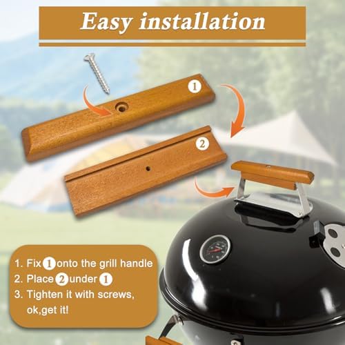 3Pcs Cherry Wood Weber Grill Handle Replacement, Cool Touch Parts - Image 3