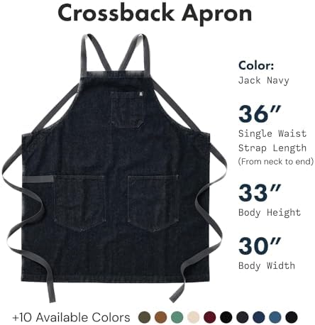 hedley & bennett Crossback Chef Apron, Pockets & Towel Loop, Jack Navy - Image 2