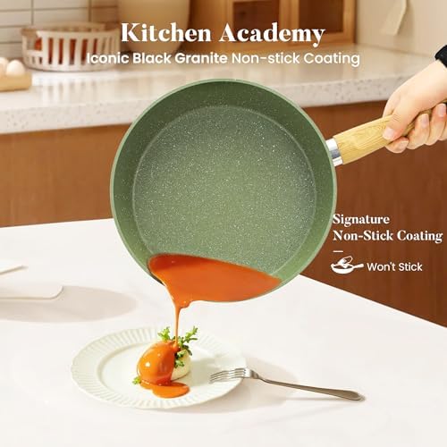 Kitchen Academy 17Pcs Green Induction Cookware Set, Nonstick Pots and Pans - Image 2