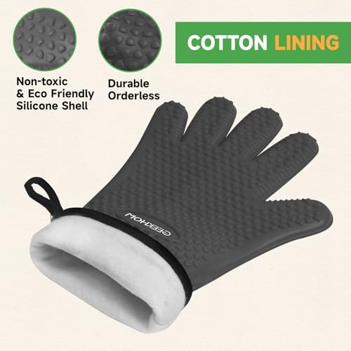 GEEKHOM BBQ Gloves Heat Resistant Oven Mitts - Image 7