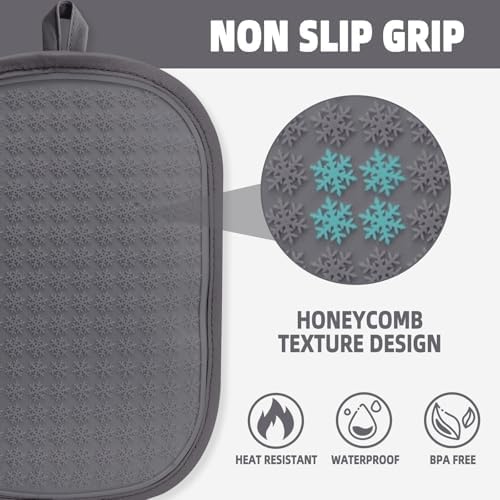 2PCS Silicone Pot Holders, Oven Mitts Heat Resistant Hot Pads - Image 4