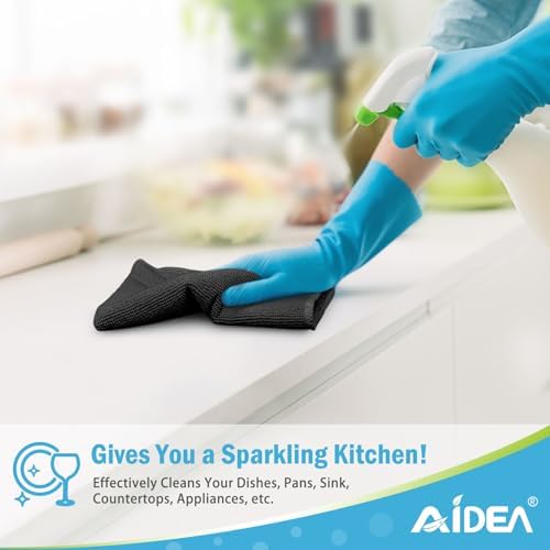 AIDEA Black Microfiber Cleaning Cloth-100PK, Reusable Cleaning Rags 12"x12" - Image 5