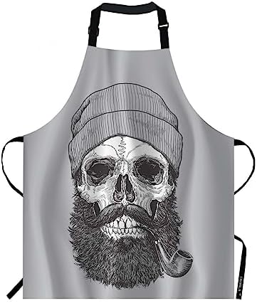 EKOBLA Skull Aprons Sailor Sea Captain Hipster Pipe Beard Skeleton Man Dead by EKOBLA