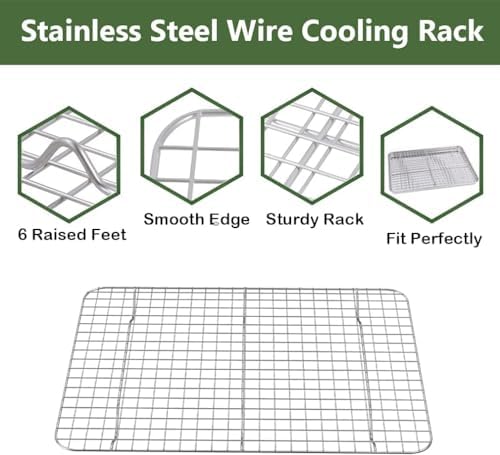 Baking Sheet with Cooling Wire Rack Set, Stainless Steel 2 Pans + 2 Racks - Image 6